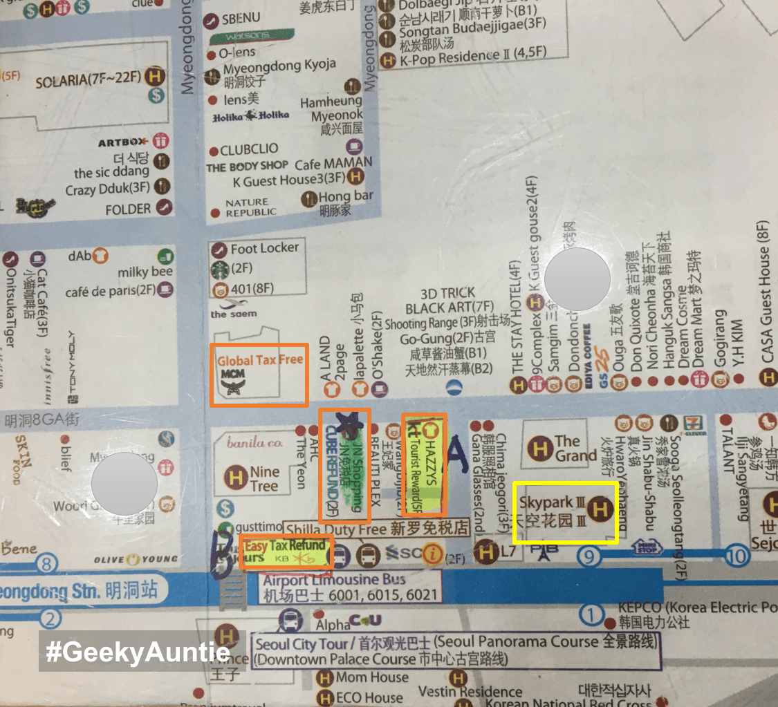 MyeongDong Downtown Tax Refund Booths Map
